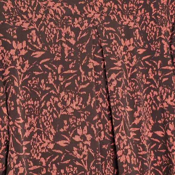Susan Graver Womens Printed Button-Down Blouse XL Black/Rust Long Sleeve - Picture 9 of 9